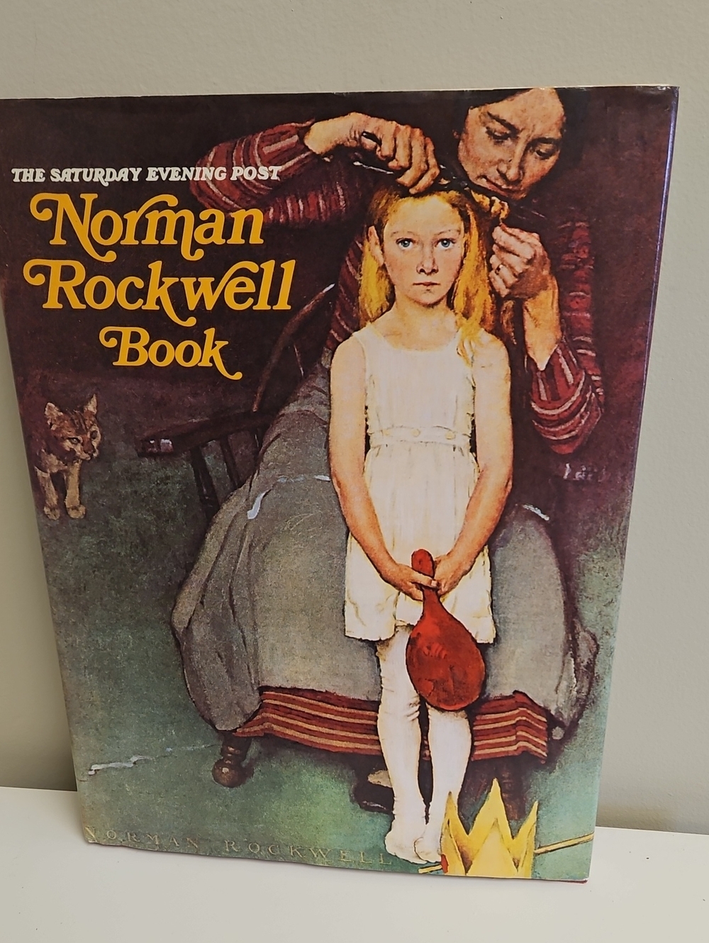 Norman Rockwell Blue-Vested Artist Illustration with Red Accent